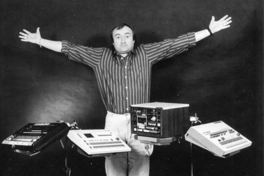 Phil Collins with some Roland drum machines.